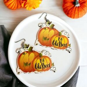 Be Blessed Earrings - Thanksgiving Accessories, Autumn Earrings, Turkey Trot NWT